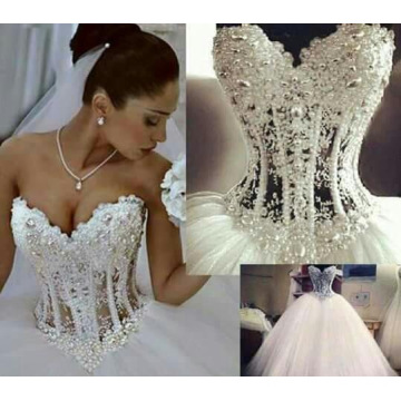 2017 Gorgeous turc turc Cristal Princesse en perles Robes de mariée Robe de bal